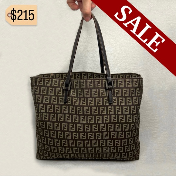 ✨✨✨✨SOLD✨✨✨✨ Fendi Roma Zucchino Authentic RARE Small Canvas Brown Beige Purse - Picture 1 of 10